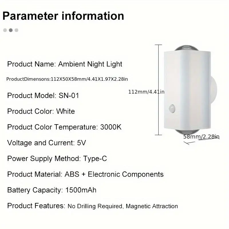 USB Rechargeable Wall Mounted Light, Motion Sensor Wall Light, Multipurpose Indoor Lighting for Entrance, Bedroom, Desk, Wardrobe 1