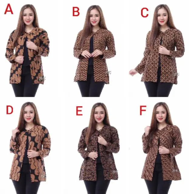 BATIK Sogan WANITA Fashion BOLERO OUTER Busana KERJA Kantor Coklat