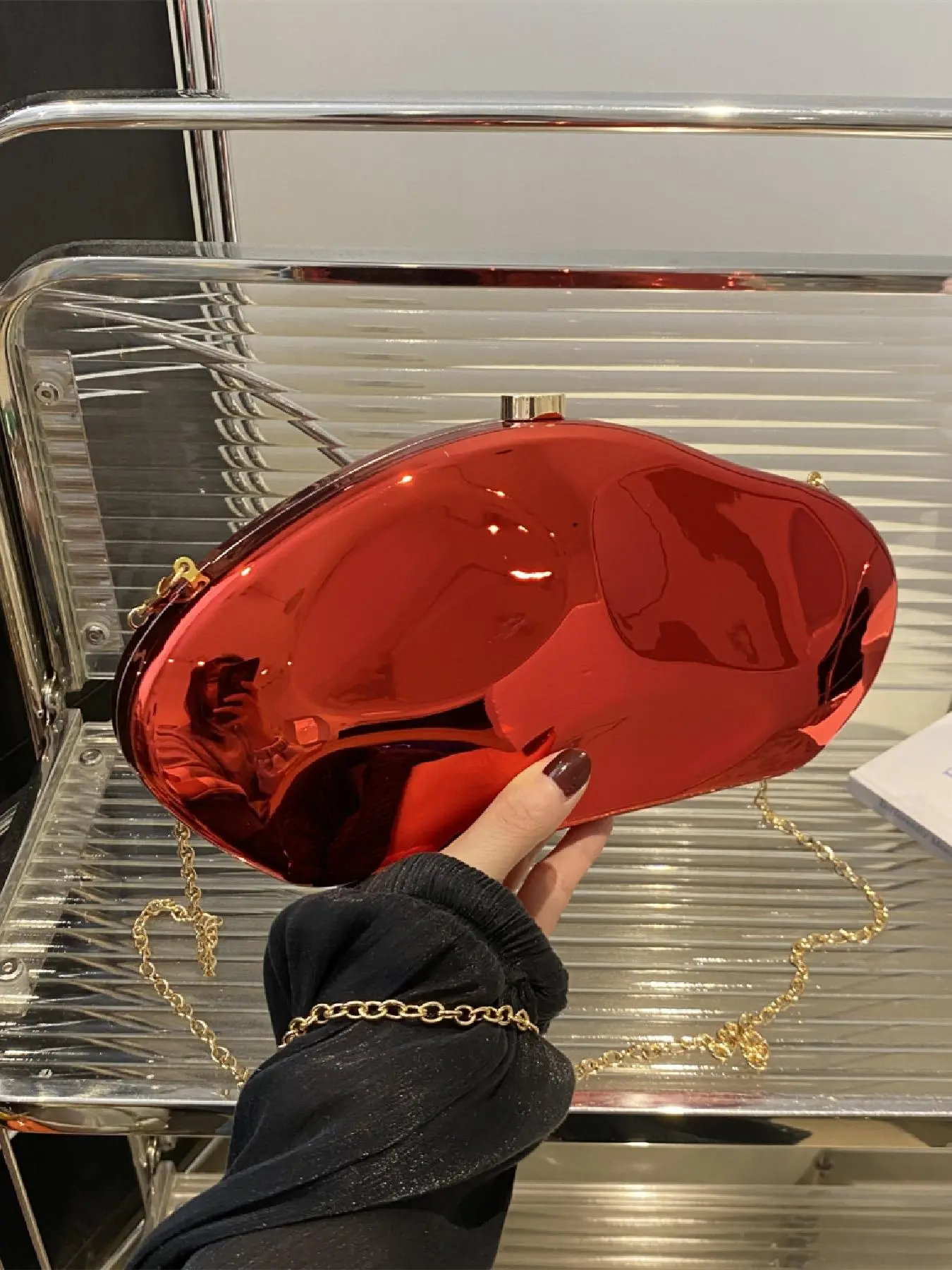 Women's Elegant Acrylic Evening Bag, Exquisite Trendy Chain Strap Clutch Bag, Fashionable Bag for Party Decoration