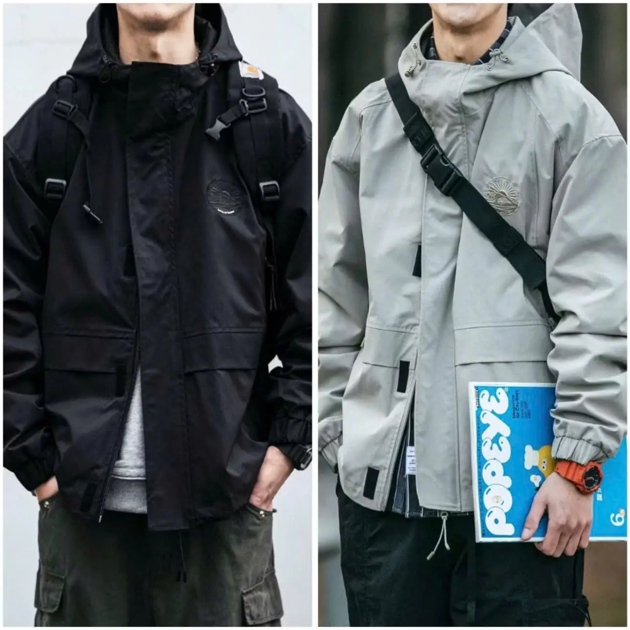 Áo khoác gió nam nữ 2 lớp cao cấp Logo thêu có mũ, kháng nước áo gió form rộng unisex mặc cực đẹp