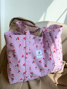 Cherry Pattern Letter Patched Design Tote Bag, Gifts for Girlfriend, Large Capacity Shoulder Bag for Women & Girls, Casual Trendy Versatile High-quality Daily Commuting Bag