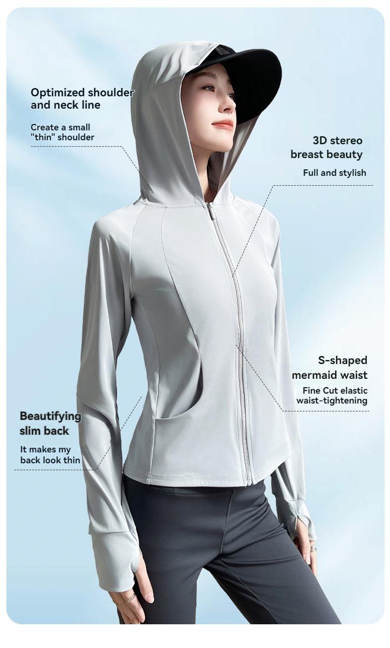 Product Introduction of Outdoor Ice Silk Sun Protection Clothing with Pocket, New UV-Proof Sunshade Light Sun-Protective Clothing, Outdoor Sports Thin Section Hooded Jacket 4