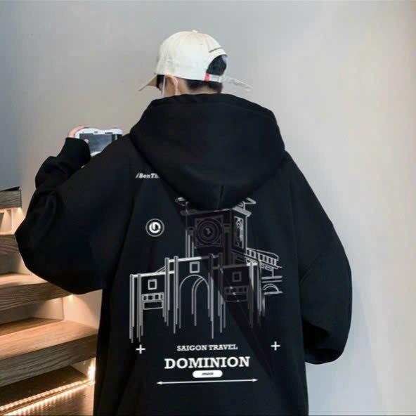 Áo hoodie nam nữ unisex form rộng cặp đôi nỉ bông len dày dặn BẾN THÀNH local sweater khoác choàng zip chống nắng cardigan có mũ Hàn Quốc đen trắng xám Dominion Clothing