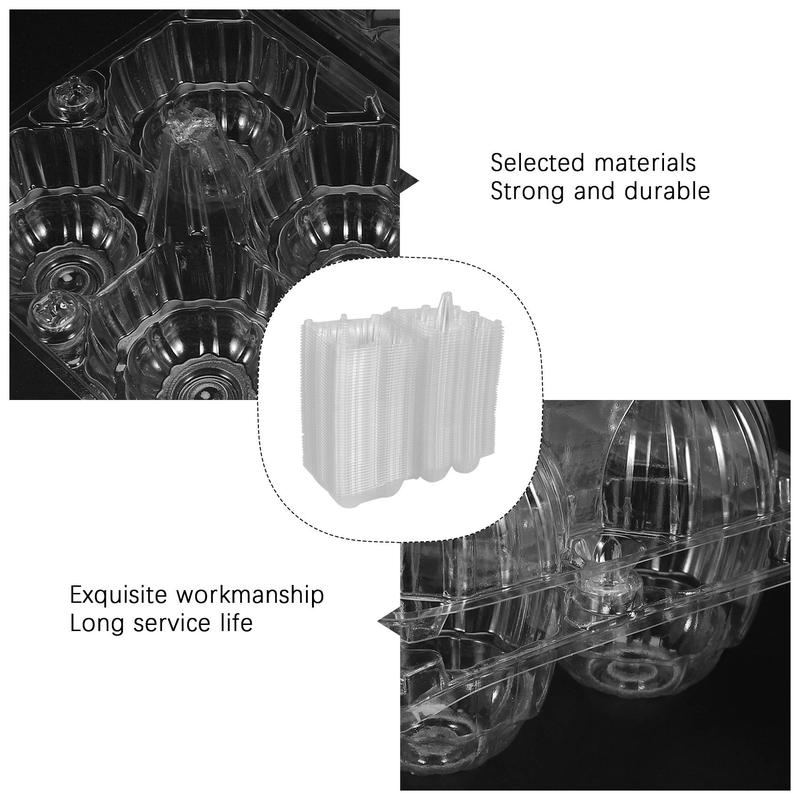 50Pcs Plastic Egg Cartons Bulk Clear Chicken Egg Tray Holder for Family Pasture Chicken Farm Business Market- 4 Grids 6