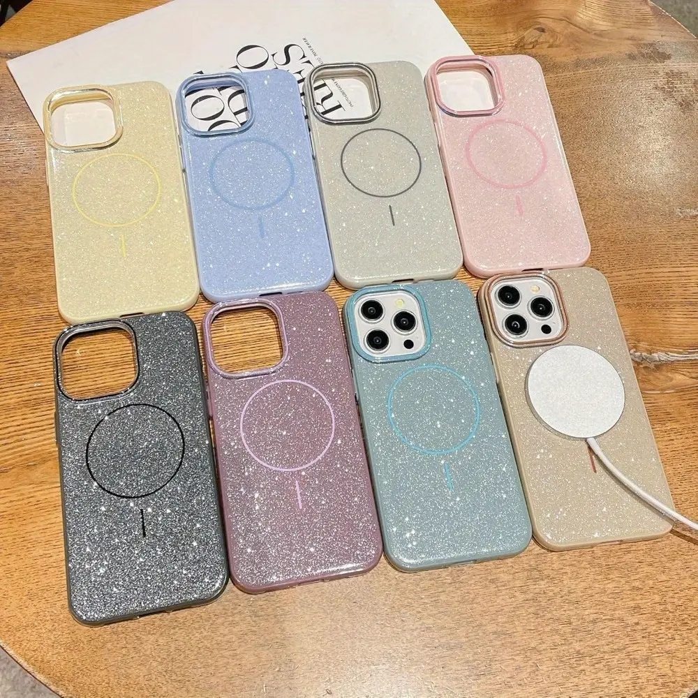 Ốp Lưng iPhone, Caseative, Tương Thích Với iPhone 16, 15, 14, 13, Pro, Plus, Max, Ốp Lưng Nam Châm Lấp Lánh Lấp Lánh, Tương Thích Với Sạc Không Dây MagSafe