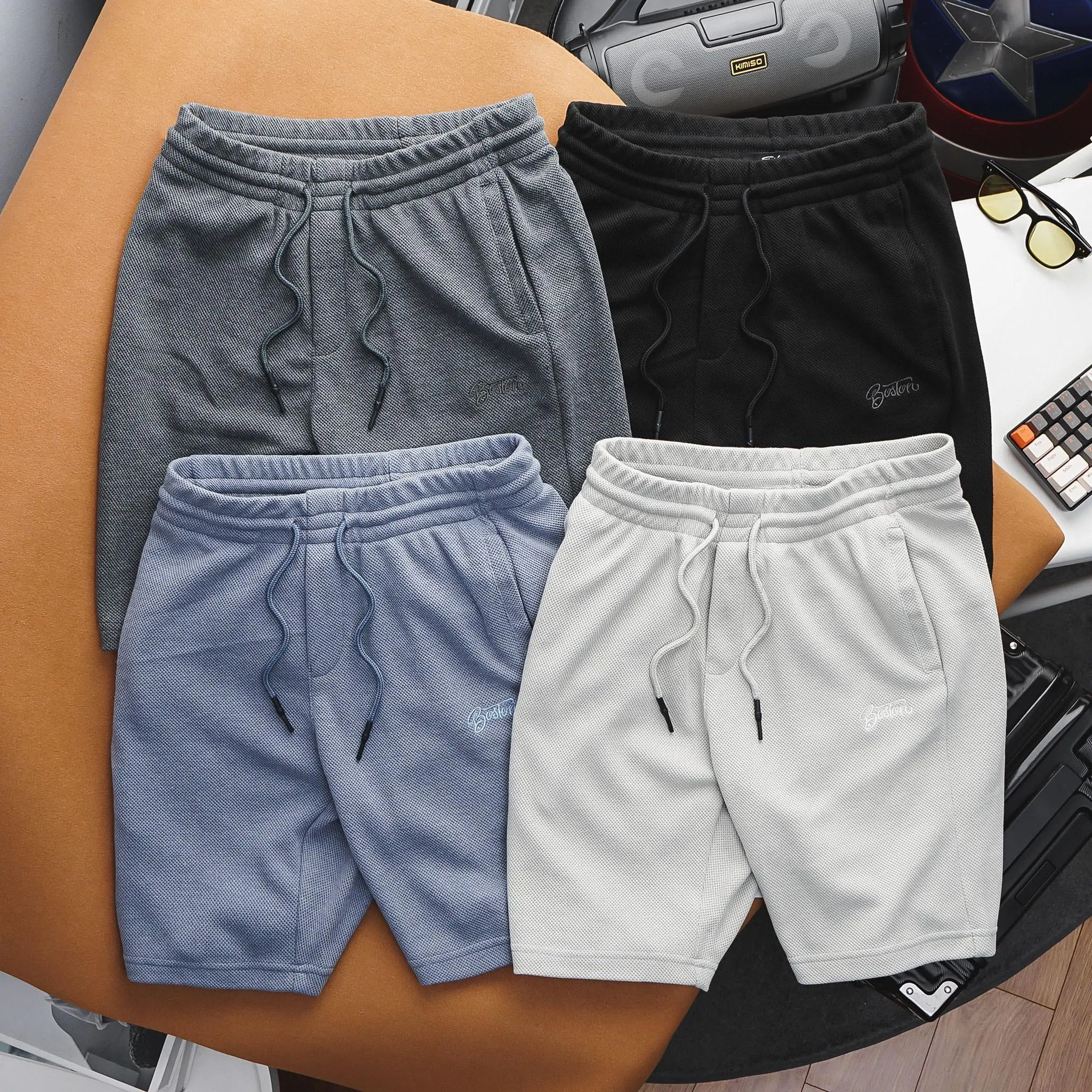Quần Short Boston Nam Basic Thun Pique với mắt dệt hình thoi tạo hiệu ứng bắt mắt - chất dày - thoáng mát