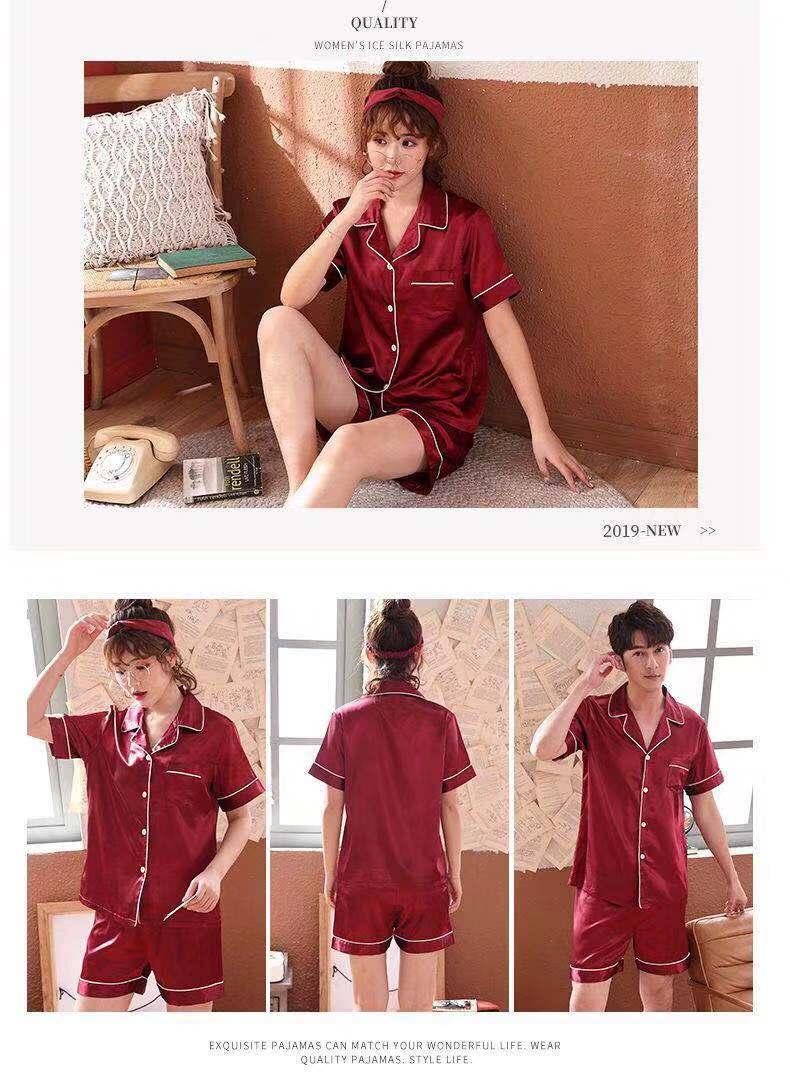 Product Introduction of Bộ Đồ Ngủ Cặp Đôi, Bộ Sưu Tập Mùa Hè, Chất Liệu Lụa Lạnh ngắn Tay, Dành Cho Phụ Nữ Và Nam Giới, Mỏng, Thích Hợp Cho Mùa Xuân Và Mùa Hè, Bộ Đồ Mặc Nhà, Hàng Mới Về Năm 2024 13