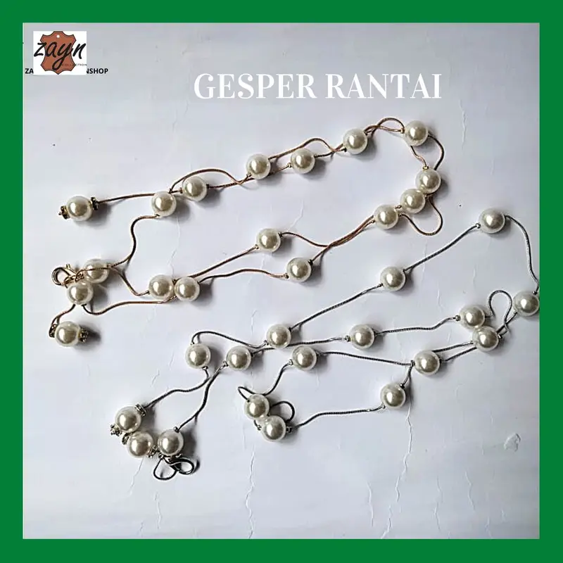 Belt Rantai Mutiara Gold Gesper Fashion Wanita Silver Ikat Pinggang Gamis Rantai Model Kait 4