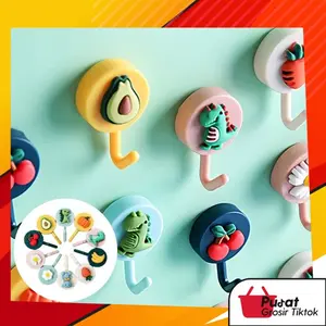 BISA COD H5664 Gantungan Hook Bulat Motif 3D / Hook Dinding / Karakter Gantungan Tempel / Gantungan Tempel Lucu Serbaguna Paku Plastik