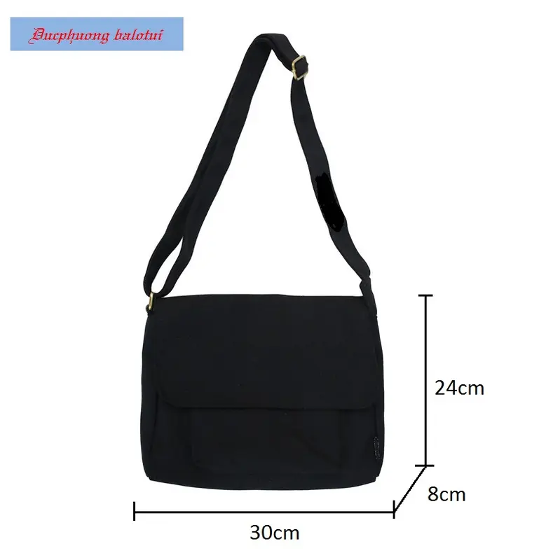 Túi vải đeo chéo đi học đựng vừa sách giáo khoa ( tặng kèm gim cài ) Tote Đeo Vai Nữ Bag Kem 2