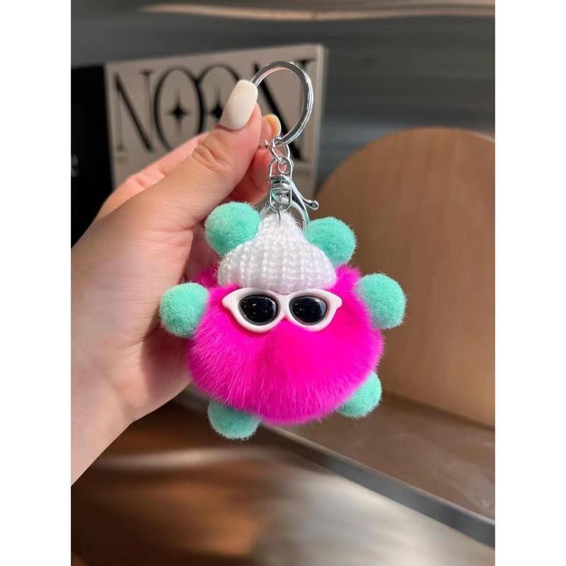 Product Introduction of Imitate Rex Rabbit Fur Little Briquette Elf Car Key Ring During Ins Online Influencer cute Plush Doll Bag Charm 0