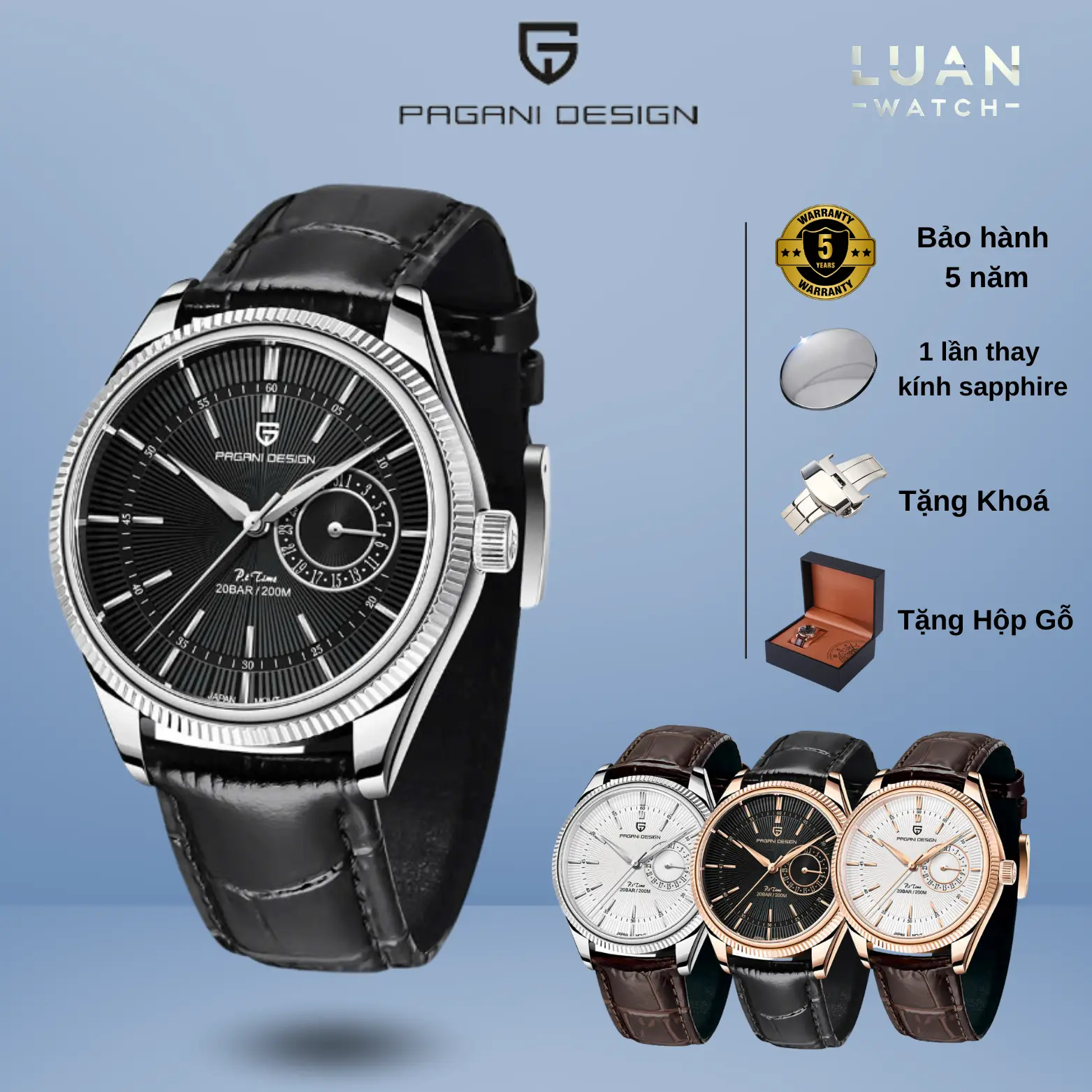 Đồng Hồ Nam PAGANI DESIGN Máy Pin Nhật, Mặt Size 40mm, Kính Sapphire Nguyên Khối, Chống Nước 200M | Hàng chính hãng
