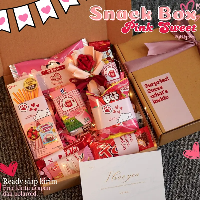 Hampers Snack Box Camilan Set Kado Jajan Makanan Minuman Makanan Ringan Ulang Tahun Valentine Wisuda Anniversary Sempro Hari Guru Pink Sweet Series Food 0