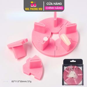Đế Móng Mẫu Nhựa Hồng Làm Nail, Đế Gắn Móng Giả Bằng Nhựa Tròn 5 Mảnh Có Thể Tháo Rời Trưng Bày Nailbox Móng Mẫu Tập Vẽ Kitchen Nhà Bếp