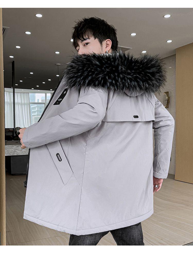 Product Introduction of Áo Khoác Độn Bông, Dành Cho Nam Giới, Dài Trung Bình Có Mũ Trùm Đầu, Áo Khoác Bông, Áo Khoác Đệm Lông Cừu, Thích Hợp Cho Quần Áo Mùa Thu, Phong Cách Hàn Quốc, Có Thể Tùy Chỉnh Về Độ Dày 14