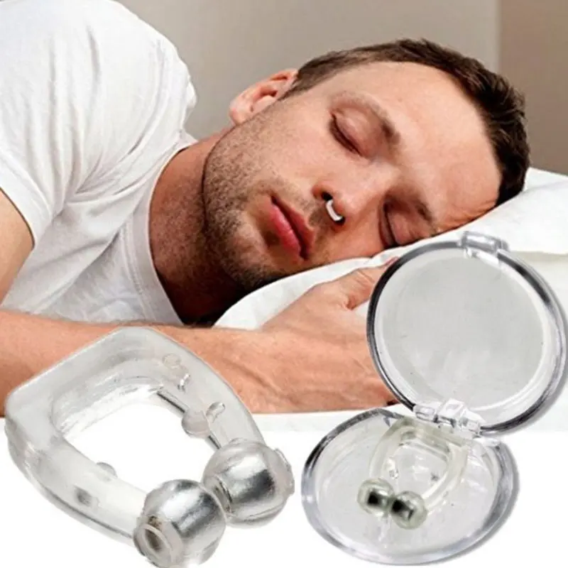 4PCS Magnetic Anti Snoring Silicone Anti Snore Nose Clip Tray Sleeping Aid Apnea Guard Night Device for Men Antisnoring Stopper