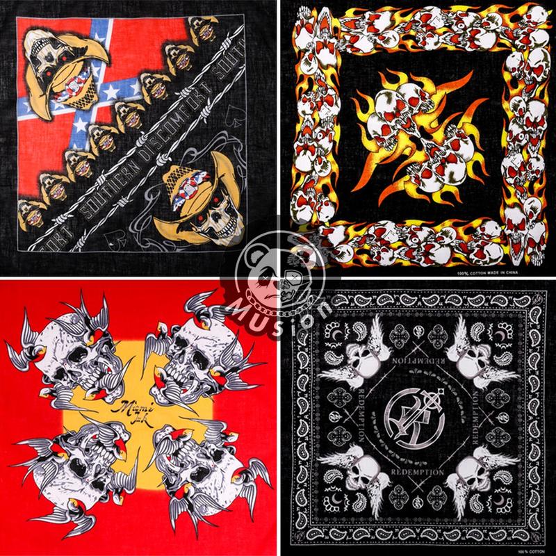 Khăn Bandana, Thiết Kế Đầu Lâu Musion, Làm Bằng Bông, Màu Đen, Phong Cách Cổ Điển Và Hip Hop, Durag, Mặt Nạ Đầu Lâu Harley Davidson, Thiết Kế Chìa Khóa Kain, Khăn Quàng Cổ Vuông Cổ Điển Thích Hợp Cho Khăn Bandana Đi Xe Máy Cho Nam 4
