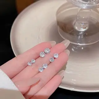 Khuyên tai,bông tai mạ bạc đá trắng đính đá zircon toàn diện cho nữ 2