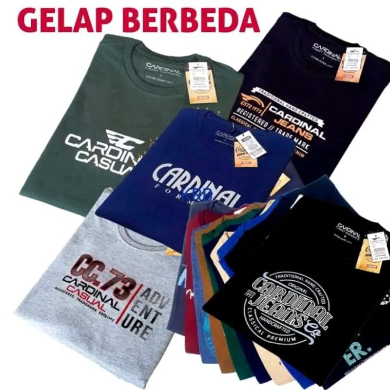 BAJU KAOS CARDINAL 3 PCS 100K Combed Kain Motif Combat Variasi Pria Katun Distro Keren Polos 0