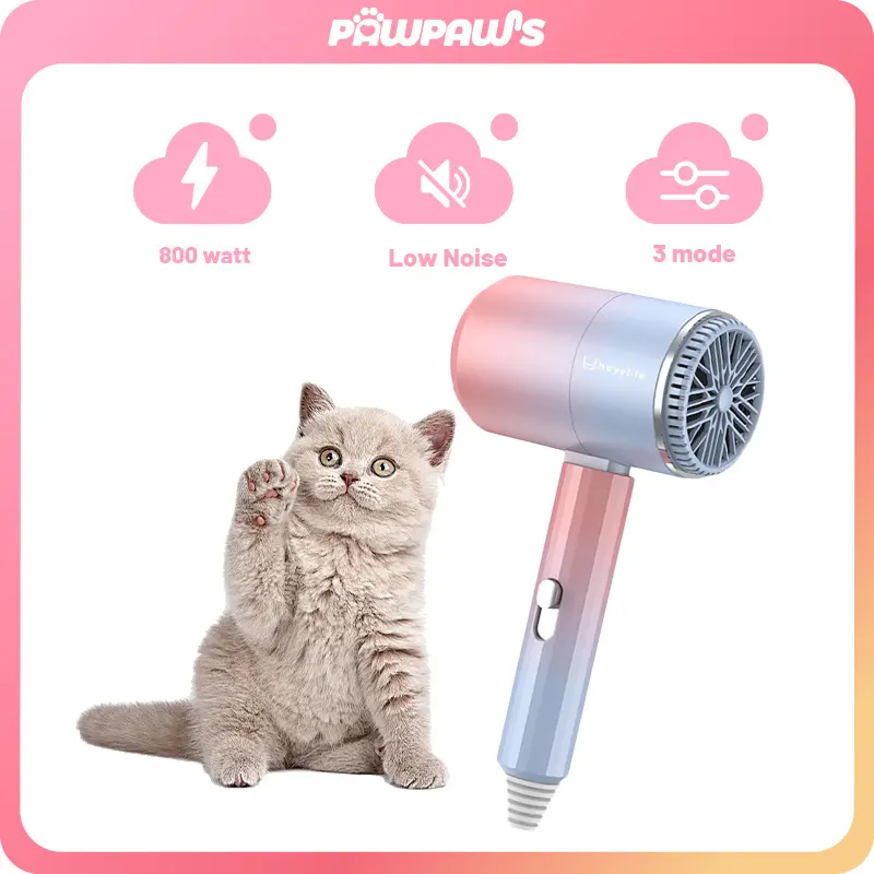 PAWPAW'S Pet Hairdryer - Hairdryer Mini Untuk Mengeringkan Bulu/Rambut Hewan Peliharaan Dengan Blueray HL-DBA595 0