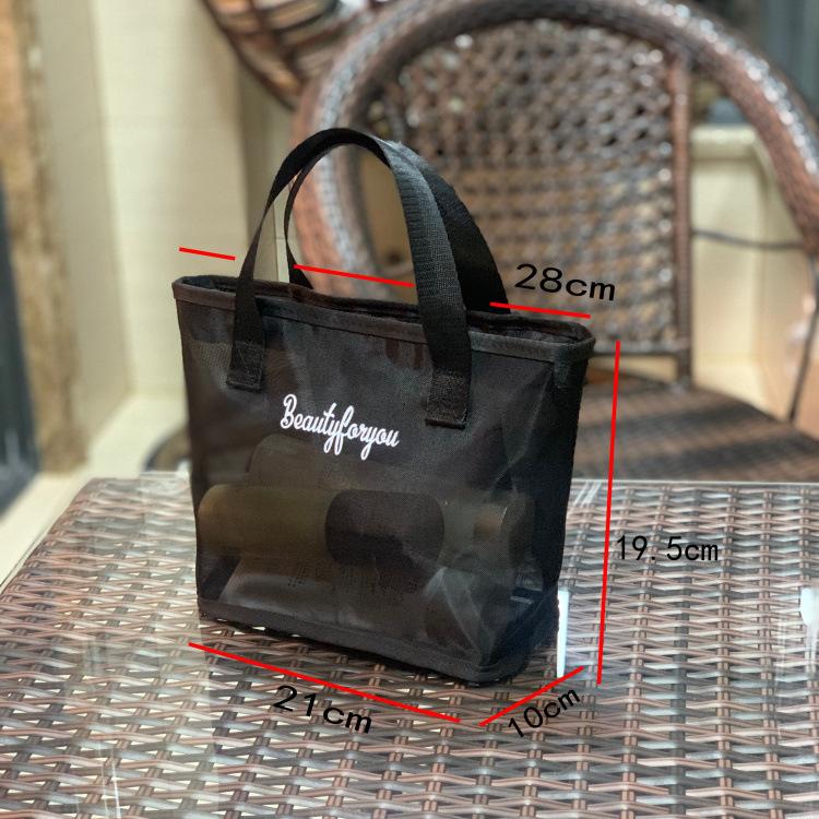 New Korean Style Is Hollow out See through Mesh Portable Cosmetic Bag Large Capacity Wash Bag for Working Women's Handbag Mom 2
