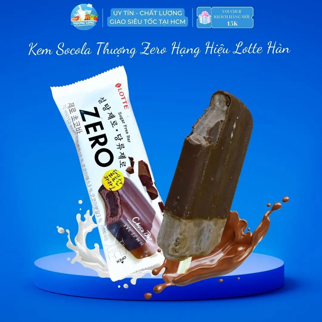 [HCM]  socola thượng hạng Zero Ice Choco bar hương socola tự nhiên, không đường, lớp  mịn ngọt ít calo phù hợp với mọi lứa tuổi - Hương Long Food  socola kem  aice Snack Ăn Vặt