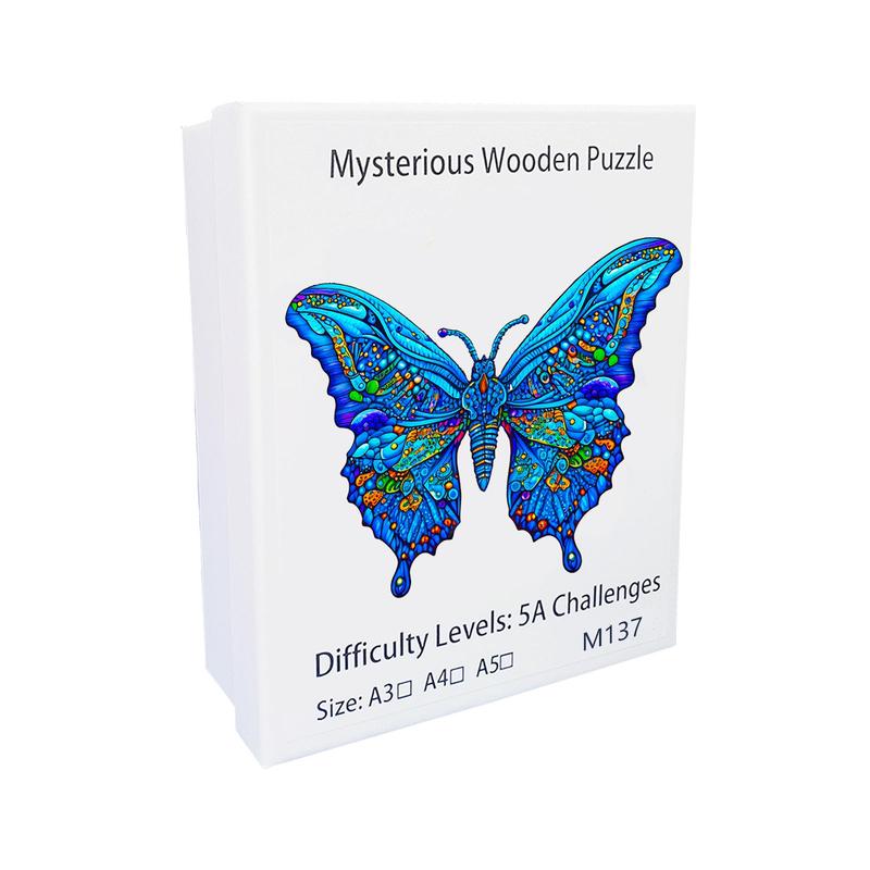 Butterfly Pattern Wooden Jigsaw Puzzle, Irregular Animal Shape Puzzle Toy, Creative Sensory Toy For Family & Friends 5