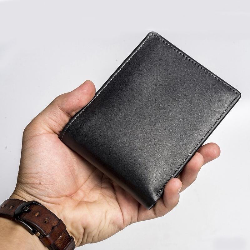Ví Nam Ví ngang Da Bò Đẳng Cấp Tặng Kèm Hộp Cao Cấp | Bóp Nam Wallet Chữ Nhật Hình Chữ Nhật Nhiều Ngăn Kem Đồng 1