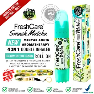 FreshCare Smash Matcha Double Inhaler + Roll on 4 in 1 ( Dengan kemasan Glow In The Dark )
