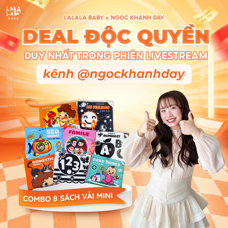   NKD   Combo 8 sách vải nhiều chủ đề song ngữ Anh Việt đồ chơi giáo dục cho bé phát triển trí não Lalala baby 