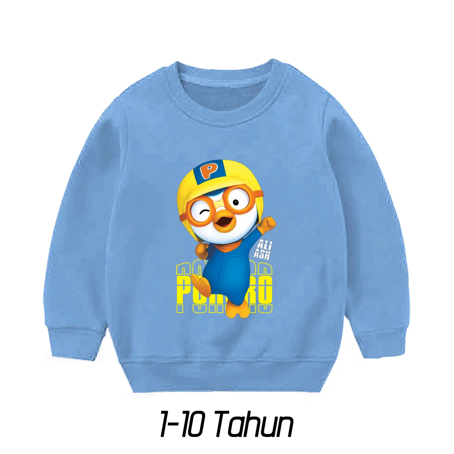 ALI ASH Sweater Anak Baju Anak PORORO Pinguin Kutub Katun Fleece 1-10 Tahun Ali Ash Laki laki  Perempuan Karakter Bergambar