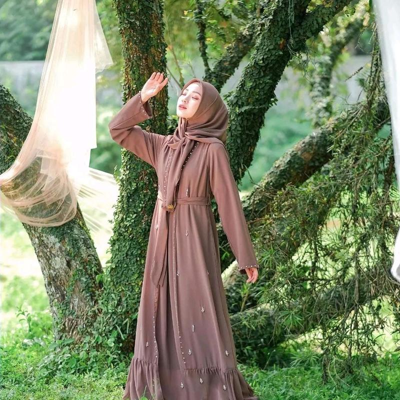 Abaya syahira set outer abaya turkey remaja dan dewasa warna l hitam mewah elagan Gamis Muslim Wanita bahan Ceruty abaya crystal Mutiara Payet Syari Ibu Dress Simple Kondangan Basic Lebaran Pesta 4
