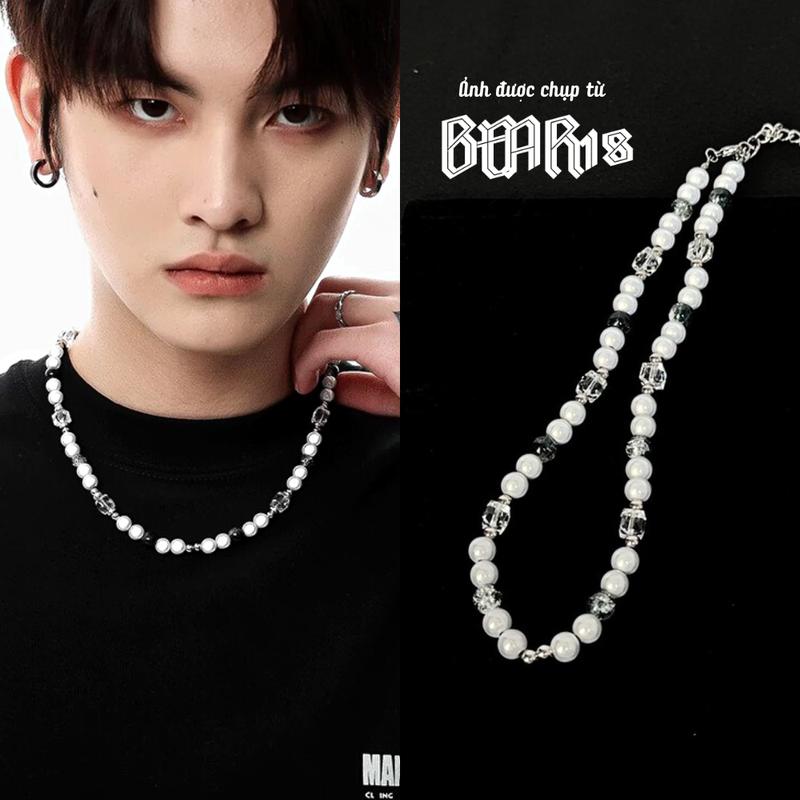 Dây chuyền, vòng cổ ngọc trai nhân tạo màu đen thiết kế sang trọng phù hợp cho nam và nữ phong cách cá tính D93