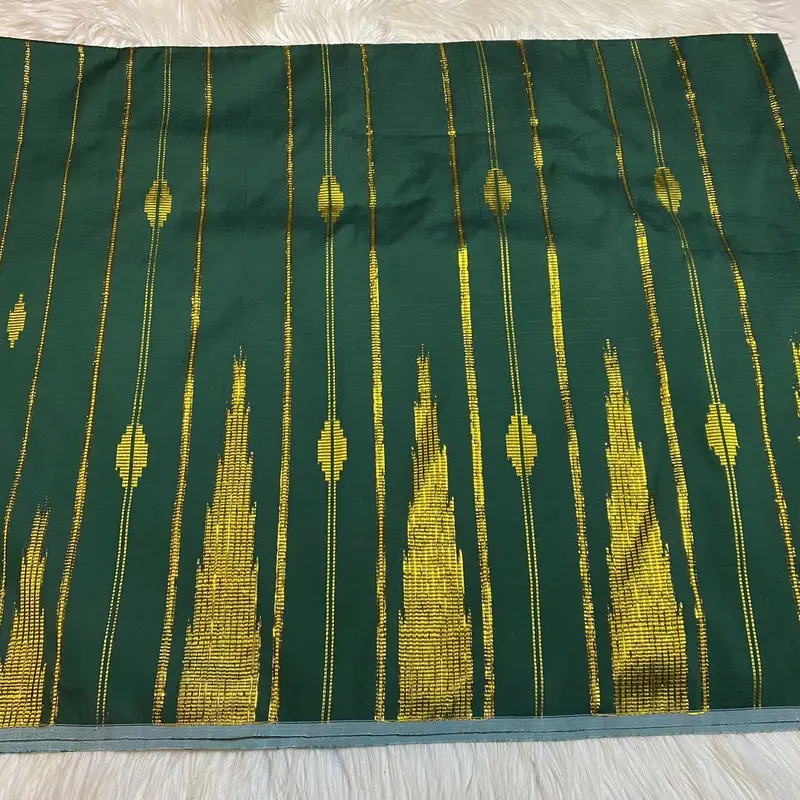 Bisa cod kain sarung tenun asli bugis sengkang lipa sabbe sutra termurah terbaru warna Hijau Gold Kombinasi Semi 1