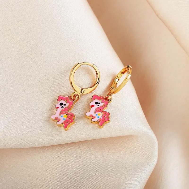 Y440 Anting Anak Kartun Lucu Pink Unicorn Earring Hadiah Ulang Tahun Untik Anak kids fashion  costume 4