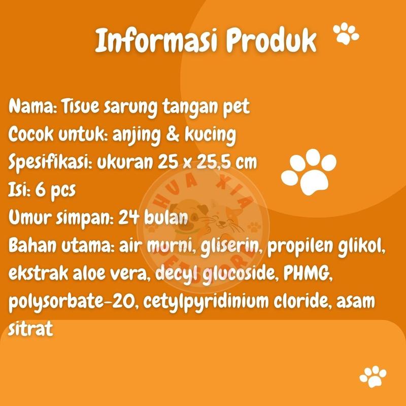 Tisue Basah Sarung Tangan Pembersih Anjing Kucing Pet Cleaning Glove Wipes 3
