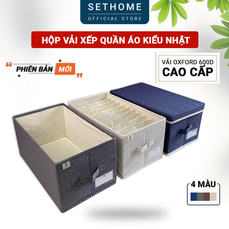 Hộp vải xếp quần áo SETHOME vải oxford 600d cao cấp đựng quần áo gấp sắp xếp gọn gàng tủ áo ngăn nắp