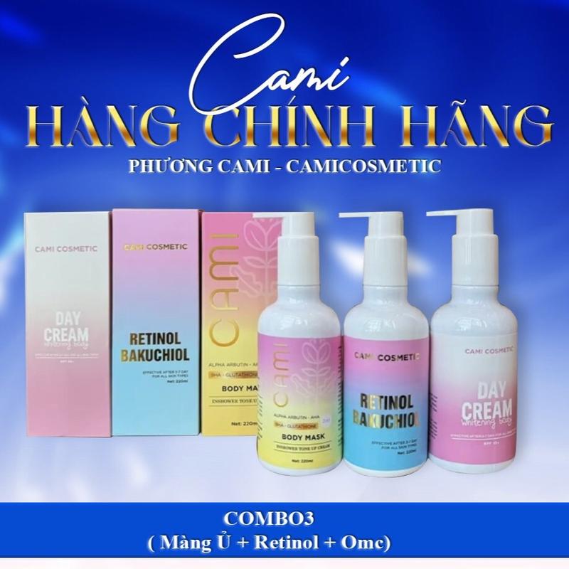 Combo 3 sản phẩm: KEM BODY NGÀY + KEM BODY ĐÊM + KEM Ủ TẮM TRẮNG CAMICOSMETIC Dưỡng Body Dưỡng Da Body Retinol Lotion Làm Đẹp Da Women Nữ dưỡng trắng kem dưỡng kembody duong trang