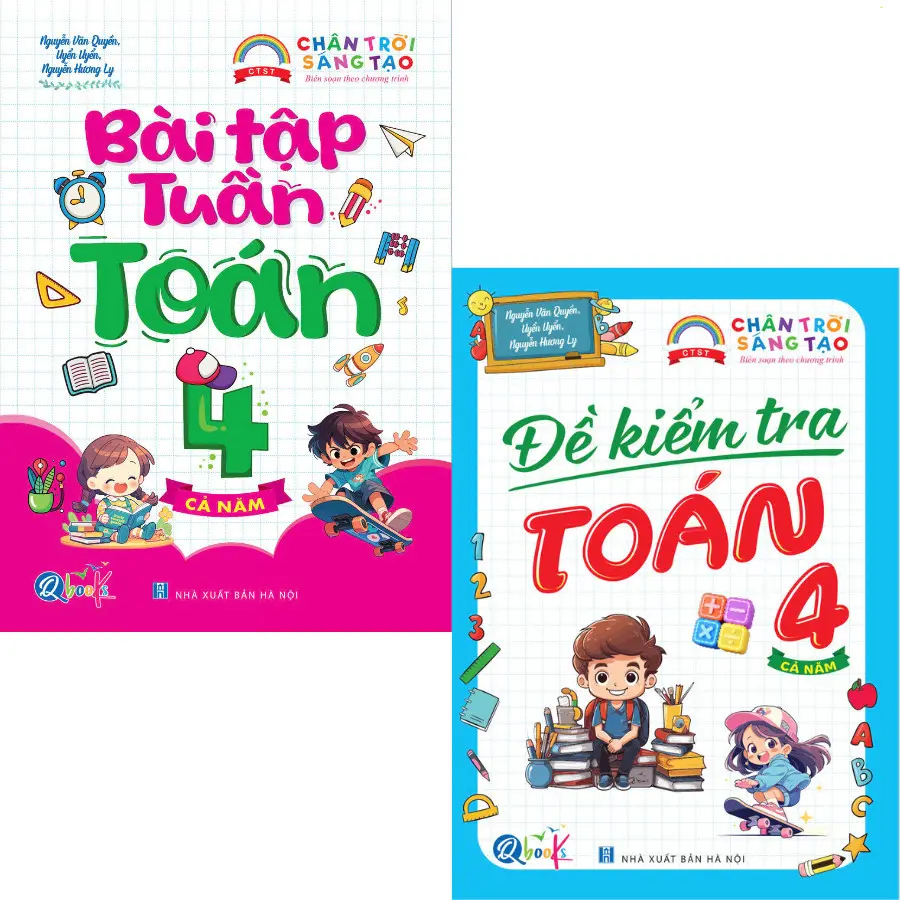 Sách - Combo Bài Tập Tuần Và Đề Kiểm Tra Toán Lớp 4 - Chân Trời Sáng Tạo - Cả Năm (2 cuốn) - QBooks - Bản Quyền
