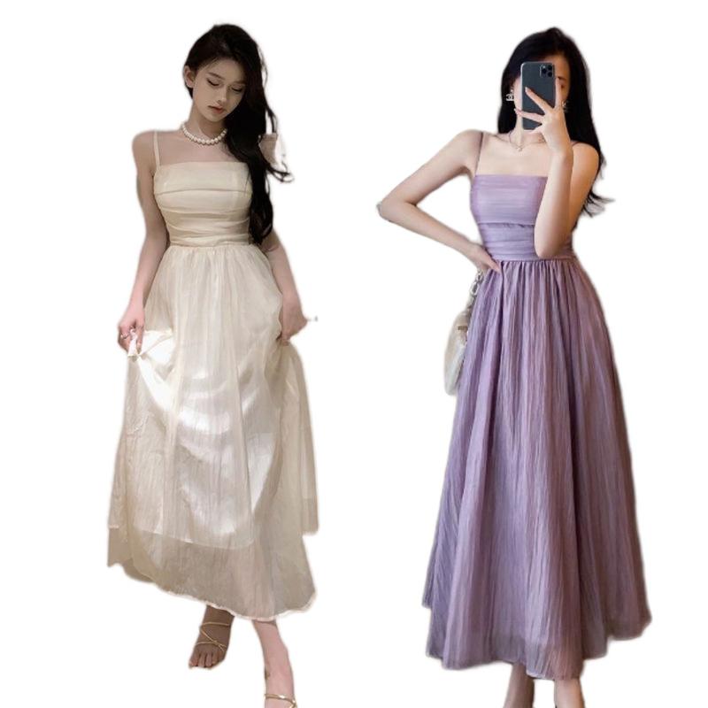 Váy suông đầm bầu HAI DÂY thiết kế TƠ NHĂN HAI LỚP dáng dài maxi đi biển đi tiệc sang chảnh mềm mại V214 Women Nữ