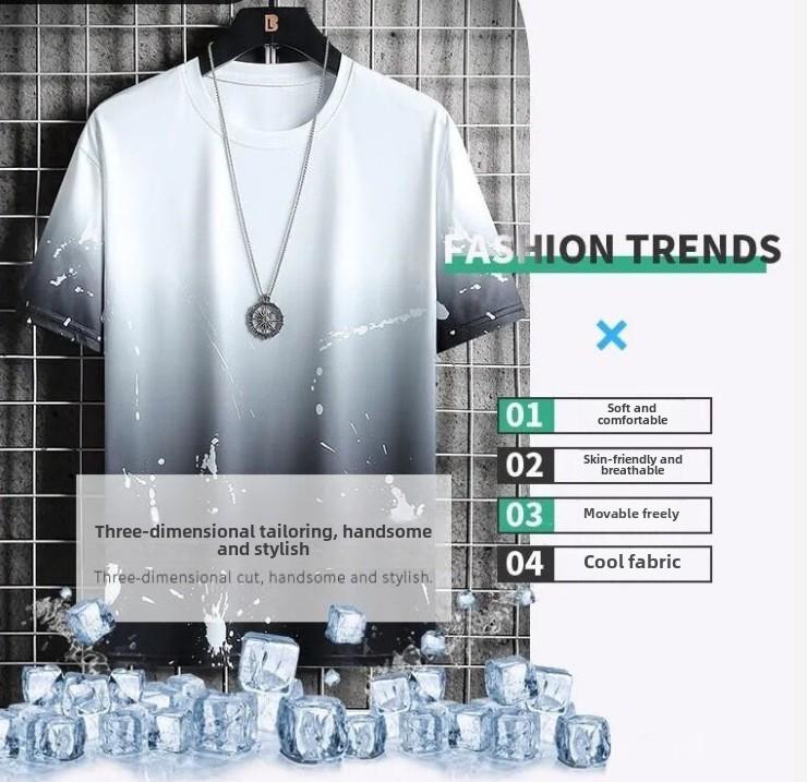Product Introduction of [2025 New] High-Quality Summer Men's Trendy Short Sleeve Set Ins Korean Style Half Sleeve Casual Slim Fit Exquisite Versatile Top Casual Crew Neck Quick-Dry T-Shirt 10