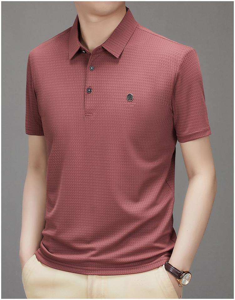 Product Introduction of Men's Polo Shirt, New Collection, Wrinkle-Free Ice Silk Material, Summer Business Collar, High Elastic, Breathable, Premium Ice Feel T-Shirt 26