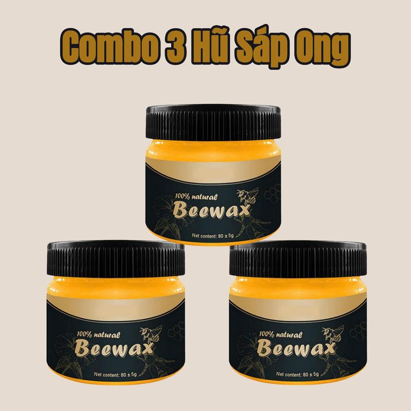 Combo 3 Hũ Sáp Ong,Đánh Bóng Sàn Gỗ, Đồ Gỗ, Lau Chùi ,Làm Mới, Phục Hồi Màu, Vết Xước Bàn Ghế, Tủ, Cửa Gỗ,Chống Thấm Nước Là Bóng Gỗ Làm Sạch viên thả bồn cầu Sáp Ong Kèm sáp  ong  đánh  bóng  gỗ