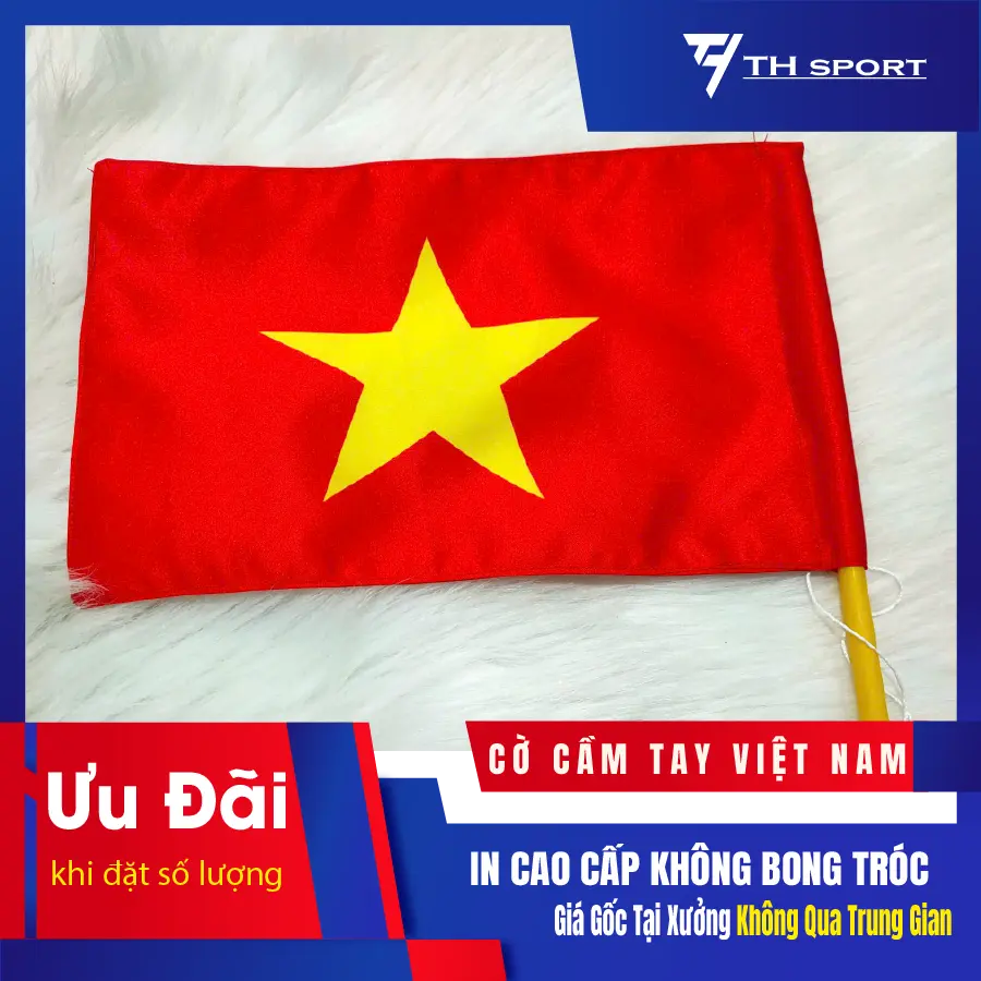 Cờ Cầm Tay Việt Nam - Vải Cao Cấp Không Bong Tróc