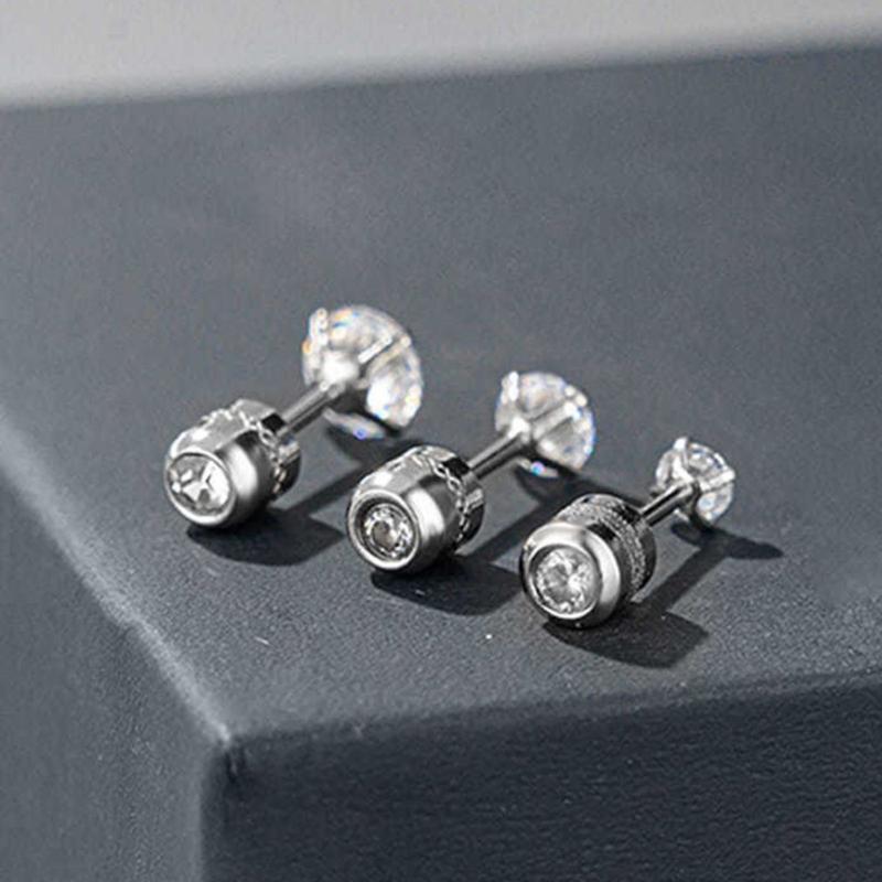 2pcs/set Titanium Stainless Earrings for Men Women Electroplated Diamond Inlaid Zircon Earrings