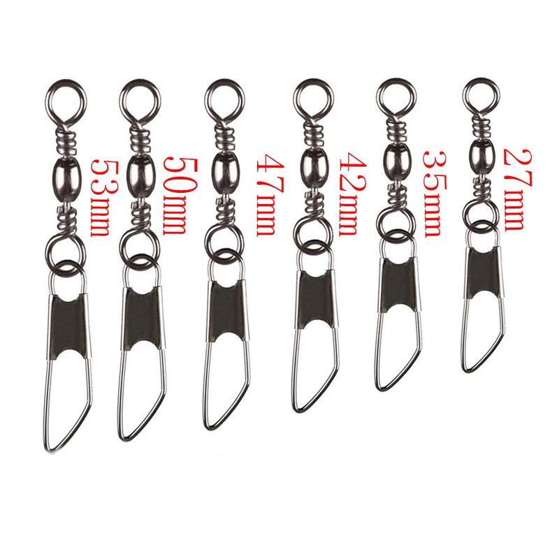 Product Introduction of 50pcs Lot High Quality Line Tackle Stainless Steel Hanging Snap Barrel Swivel Fishing Connector 21