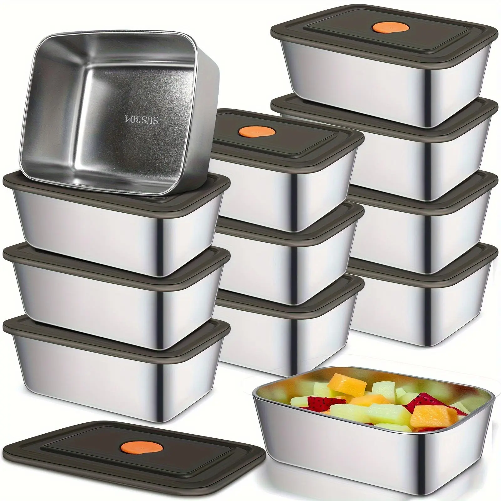 Stainless Steel Food Storage Container with Lid, 10/20pcs Food Storage Box, Microwave & Refrigerator Safe, Dishwasher Friendly Bento Box