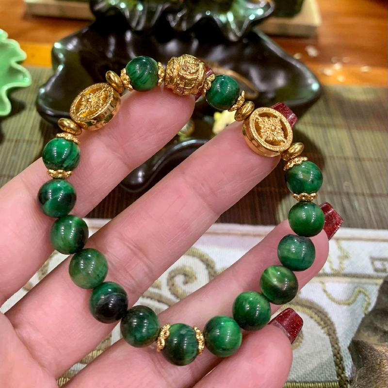 Vòng Tay Mix Charm Bánh Xe Pháp Luân Mạ Vàng 0