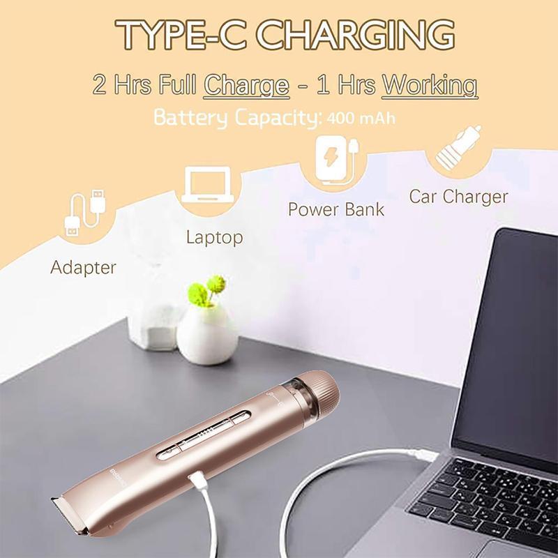 Product Introduction of 2 in 1 USB Rechargeable Women's Electric Razor, 1 Count Gentle Wet & Dry Waterproof Epilator for Underarms & Legs, Women's Hair Removal Tool 7
