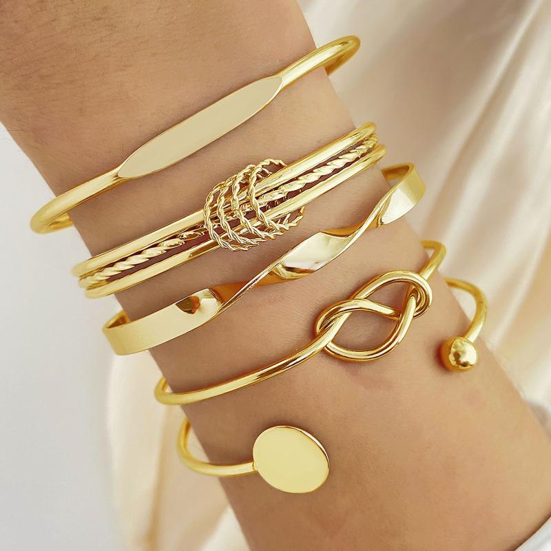 Bộ Vòng Tay, Phong Cách Ins, Xuyên Biên Giới Châu Âu Và Mỹ, Bộ 6 Vòng Tay Xoắn Kim Cương, Thiết Kế Trơn Tru, Phong Cách Punk Bất Đối Xứng 7